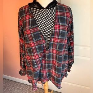 Distressed Flannel Top